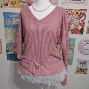 Wild Fable Pink V-Neck Sweater